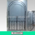 Flourish Round Top Iron Garden Arch with Gate